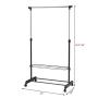 Shelf Folding Storage Laundry Drying Closet Holder Rack Stick Hanger Rolling Clothes
