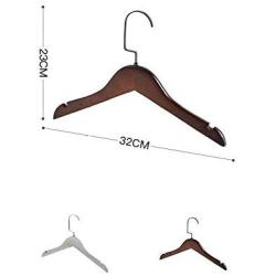 Clothes Hangers,Set of 40, Solid Wood Coat Hangers Round Trouser Bar and Shoulder Notches with Space Saving Non-Slip Groove for Suits,Skirts,Shirts,Dark Walnut