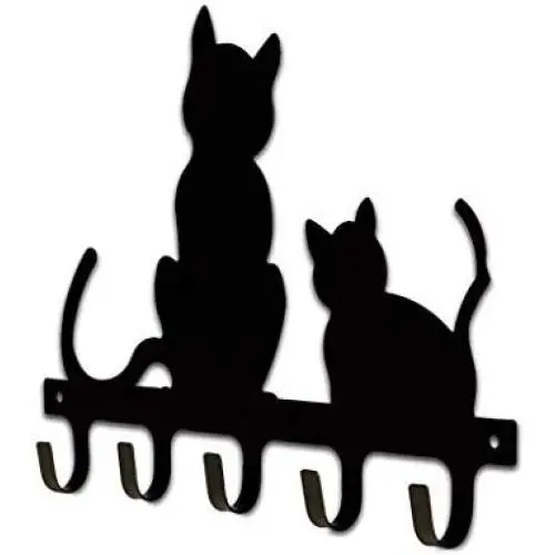 Cxjff Black Metal Wall-Mounted Coat Hooks Key Holder, Clothes Coat Hat Decorative Wall Hooks Robe Hanger, Cat Design 5-Hooks Rack (Size : 32 ×24 cm) Cxjff Black Metal Wall-Mounted Coat Hooks Key Holder, Clothes Coat Hat Decorative Wall Hooks Robe Hanger, Cat Design 5-Hooks Rack (Size : 32 ×24 cm)