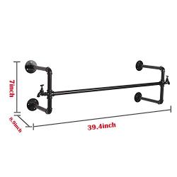 Industrial Pipe Bathroom Towel Rack-Coat Hat Hook-Bedroom Storage Hanger-Iron Pipe Bracket 40inch