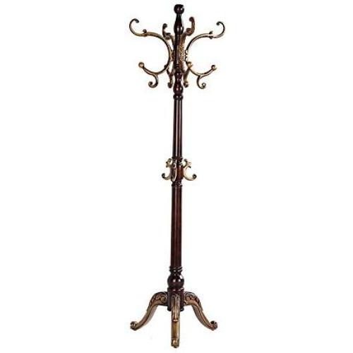 European Style Solid Wood Coat Racks Indoor Landing Bedroom Hangers Modern Assembly Home Clothes Hanger 180cm ( Color : Brown )