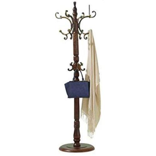 Coat Rack Leqi Coat Rack Floor European Style Hanger Indoor Hanger Ash Wood Clothes Rack White Clothes Hanger Hanger Brown Multifunctional Hanger (Color : Brown)