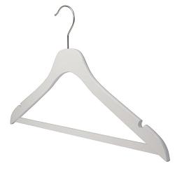 NAHANCO SL70117WB20 17" Slim Line Space Saving Wooden Suit Hanger with Pant Bar (Pack of 20), White