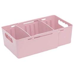 Heaci Adjustable Storage Bin Plastic Drawer Divider Bathroom Kitchen Organizer Expandable Desk Closet, Pink, 3 Section