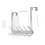 Over The Door Hook with 6 Hooks, Stainless Steel Heavy Duty Door Hanger for Door Clothes Hanger for Living Room Cloakroom Bathroom, Hanging Towel Rack Organizer, Easy Install Space Saving (Silver)