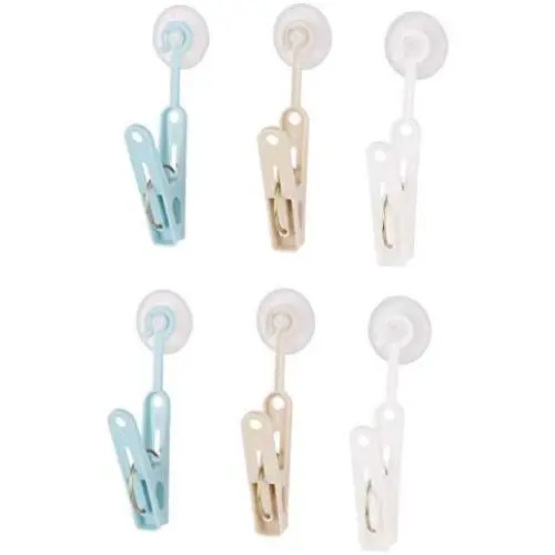 uxcell Plastic Home Suction Cup Clothes Socks Airing Clip Clamp Clothespins Hanger 6pcs