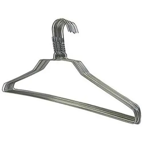 THE UM24 10 Pack Steel Metal Wire Hangers Adult Coat Clothes Hangers - 13 Gage Thickness Silver Color Galvanized Metal Wire Hanger
