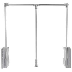 FKhanger Lift Pull Down Cabinet Hanger,Adjustable Width Wardrobe Clothes Hanger,Rail Soft Return-Silver (Size : 890-1210mm)