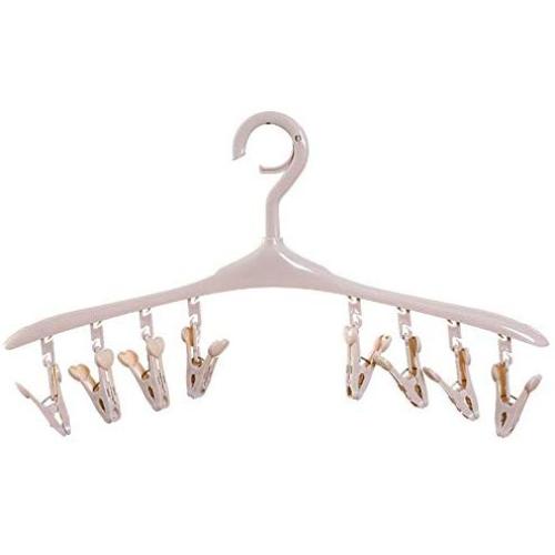 Clothes Hanger 20-piece Set 8 Clip Multi-function Plastic Windproof Hanger With Clip Buckle Clothes Hanging Socks Underwear Drying Clothes Support Pants Hangers ( Color : Beige , Size : 42.5x22.5cm )