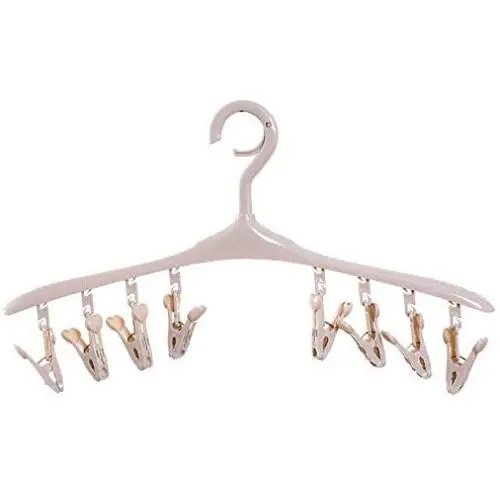 Clothes Hanger 20-piece Set 8 Clip Multi-function Plastic Windproof Hanger With Clip Buckle Clothes Hanging Socks Underwear Drying Clothes Support Pants Hangers ( Color : Beige , Size : 42.5x22.5cm ) Clothes Hanger 20-piece Set 8 Clip Multi-function Plastic Windproof Hanger With Clip Buckle Clothes Hanging Socks Underwear Drying Clothes Support Pants Hangers ( Color : Beige , Size : 42.5x22.5cm )