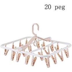 NIEHFIT Multi-Clip Drying Racks, Hook Hangers, Sock Dryer, Home Balcony Clothes Space Saver Drip Hanger,Rotary Airers (Color : Beige, Size : 32 PEG)