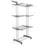 Bigzzia Clothes Drying Rack, 3-Tier Collapsible, Rolling, Stainless Laundry Dryer Hanger with Casters for Indoor (Gray)