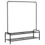 Metal Garment Rack Heavy Duty Indoor Bedroom Clothes Coat Stand Shoes Rack with Top Rod and Lower Storage Shelf Clothes Rack with 1-Tier Shelves Black (Renewed)