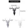 3Pcs Antler Head Coat Hooks Wall Mounted Clothes Hanger Animal Shaped Wall Hook Hanger for Hanging Hat Scarf Bag Key Black White Grey