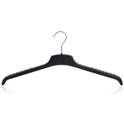 HANGERWORLD 50 Black 18inch Plastic Coat Jacket Clothes Garment Top Hangers with Non-Slip Arm Ridges