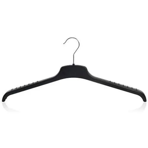 HANGERWORLD 50 Black 18inch Plastic Coat Jacket Clothes Garment Top Hangers with Non-Slip Arm Ridges