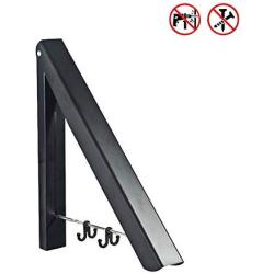 ZZYQ Folding Wall Mounted Retractable Clothes Hanger, Closet Organizer, The Original Folding Drying Rack,Aluminum Folding Drying Coat Racks,Black,B