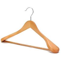 SUNTRADE 6-Pack Wide Shoulder Wooden Suit/Coat Hangers,Wood Coat Dress, Jacket, Heavy Clothes,Pant Hangers (Beige)