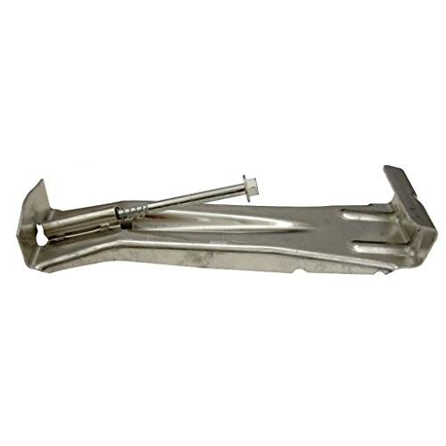 Speed Screw (100) 5" Hanger No Clip for K-Style Gutters. With pre-inserted #12-3 self-drilling screw. Made with heavy 0.050" Aluminum.