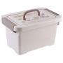 Livable Khaki Plastic Storage Boxes with Brown Handle, 6 Quart Storage Bin with Latch/Lid, 4 Pack