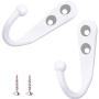 HiGift 10 Pieces Wall Mounted Coat Hooks Robe Hooks Cloth Hangers Coat Hangers Coat Hooks Rustic Hooks and 25 Pieces Screws for Bath Kitchen Garage Single Coat Hangers (White Color)