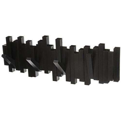 Umbra Sticks Multi Rack ? Modern, Unique, Space-Saving Hanger with 5 Flip-Down Hooks for Hanging Coats, Scarfs, Purses and More, Black