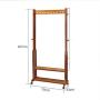ZHEN GUO Bamboo Garment Rack Coat Tree Free Standing, Hallway Coat and Shoe Rack On Wheels with 2 Tier Storage Shelves, Clothes Hanger Hat Holder for Home and Office (Size : 70cm)