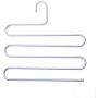 ZUEN 3 Pack Multi-Layer S-Style Trouser Hanger, Non Slip Pants Stainless Steel S-Shape 5 Layer Clothes Hangers Cascading for Space Saving Storage