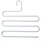 ZUEN 3 Pack Multi-Layer S-Style Trouser Hanger, Non Slip Pants Stainless Steel S-Shape 5 Layer Clothes Hangers Cascading for Space Saving Storage