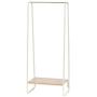 IRIS Metal Garment Rack with Wood Shelf, White and Light Brown