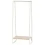 IRIS Metal Garment Rack with Wood Shelf, White and Light Brown IRIS Metal Garment Rack with Wood Shelf, White and Light Brown