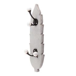 Indianshelf Handmade 1 Artistic Vintage Grey Wooden Double Loop Rail Hooks Holders/Wall Hooks for Frames