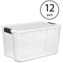 STERILITE 70 Quart/66 Liter Ultra Latch Box, Clear with a White Lid and Black Latches,