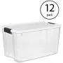 STERILITE 70 Quart/66 Liter Ultra Latch Box, Clear with a White Lid and Black Latches, STERILITE 70 Quart/66 Liter Ultra Latch Box, Clear with a White Lid and Black Latches,