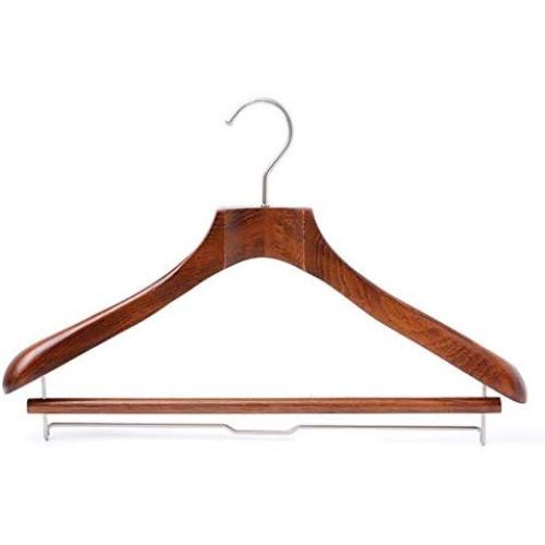HNIWDJ Set of 2, Clothes Hangers Wide Shoulders No Traces Beech Coat Hangers Indoor Airer Wooden Solid Wood Clothes Hangers (Color : A, Size : 2 Pack)