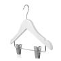 HANGERWORLD 60 White Wooden 11.8inch Kids Notched Coat Clothes Garment Hangers Non Slip Adjustable Clips