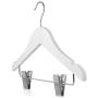 HANGERWORLD 24 White Wooden 11.8inch Kids Notched Coat Clothes Garment Hangers Non Slip Adjustable Clips