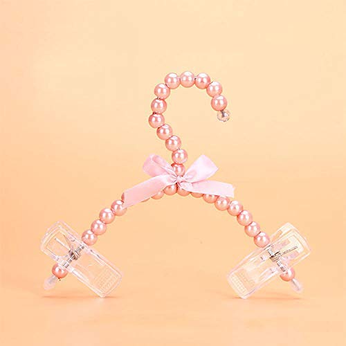 SAASNY Fashion 20cm Pearl Bow Clothes Clothing Hangers for Kids Children Pet Dog Cat 10 Pieces,Pink Ideal for Home and Shops