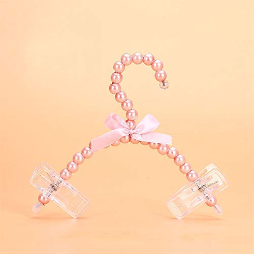 SAASNY Fashion 20cm Pearl Bow Clothes Clothing Hangers for Kids Children Pet Dog Cat 5 Pieces,Pink Ideal for Home and Shops