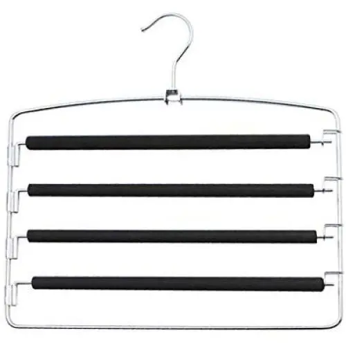 Pants Hangers 5 Layers Stainless Steel Non-Slip Rack Starcy Padded Swing Arm Space Saving Clothes Slack Hangers Closet Storage Organizer Pants Hangers 5 Layers Stainless Steel Non-Slip Rack Starcy Padded Swing Arm Space Saving Clothes Slack Hangers Closet Storage Organizer