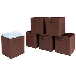 Foldable Non-Woven Fabric Storage Boxes Household Organizer Boxes Storage Cubes Bin Boxes with Lids for Clothing Toys Office 6 PCS