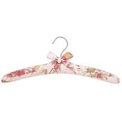 NEOVIVA Clothes Hanger for Wedding Dress, Adult Wood Hangers with Sponge Padding and Fabric Coating, Set of 5, Floral Quartz Pink