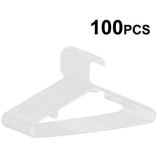 ZENY 100-Pack White Plastic Hangers for Clothes Space Saving Clothing Hangers, Long Lasting Clothes Hangers