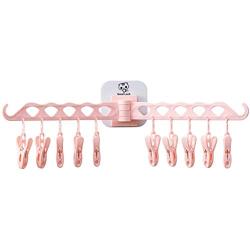 JIJIKOKO Dual Clothes Hanger Sturdy Drying Rack Non-Slip Folding Hook Coat Rack Foldable Rotation Hanger Wardrobe Clothes Organizer Travel Accessories (Pink)