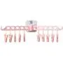 JIJIKOKO Dual Clothes Hanger Sturdy Drying Rack Non-Slip Folding Hook Coat Rack Foldable Rotation Hanger Wardrobe Clothes Organizer Travel Accessories (Pink)