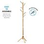 High-Grade Wooden Tree Coat Rack Stand, 6 Hooks - Super Easy Assembly NO Tools Required - 3 Adjustable Sizes Free Standing Coat Rack, Hallway/Entryway Coat Hanger Stand for Clothes, Suits, Accessories