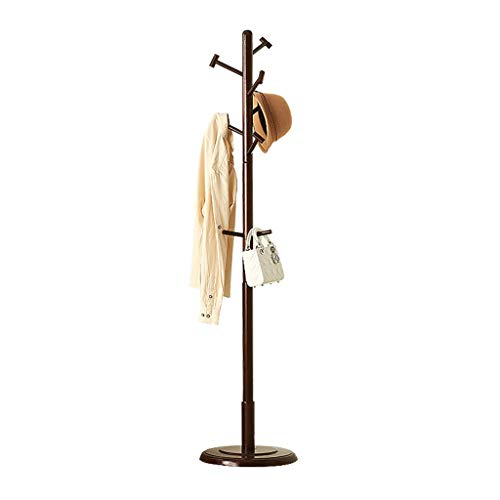 Angels home Coat Stand Solid Wood Coat Hat Umbrella Floor Standing Rack Clothes Rack Hat Coat Rack Floor Hanger Hall Clothes Tree Floor Hanger (Color : Brown)