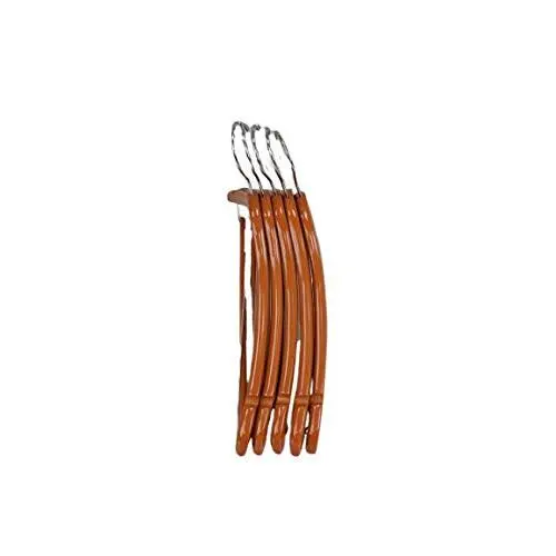 Pillowtex Wood Coat Clothes Closet Hanger w/Locking Bar - Set of 5 Cherry Finish Hangers Pillowtex Wood Coat Clothes Closet Hanger w/Locking Bar - Set of 5 Cherry Finish Hangers