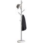 Jolitac Metal Coat Rack Stand Satin Steel Finish Stable Marble Base, High-Grade with Hooks Metal Tree Hat & Coat Hanger Floor Free Standing Wall Bedroom Easy Assembly (Satin Steel)