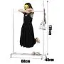Angels home Simple Metal Coat Rack White Floor Clothes Rack Bedroom Mobile Modern Hanger Multi-Function Single Pole Assembly Floor Hanger